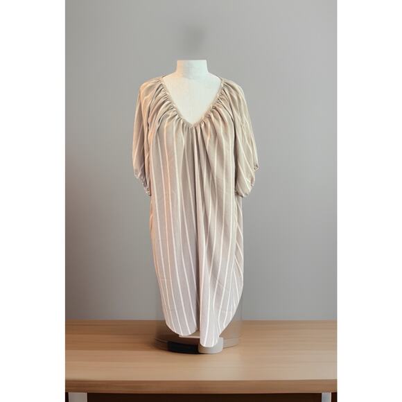 Worthington size extra large shift dress short sleeve balloon tan beige vertical - Picture 1 of 7